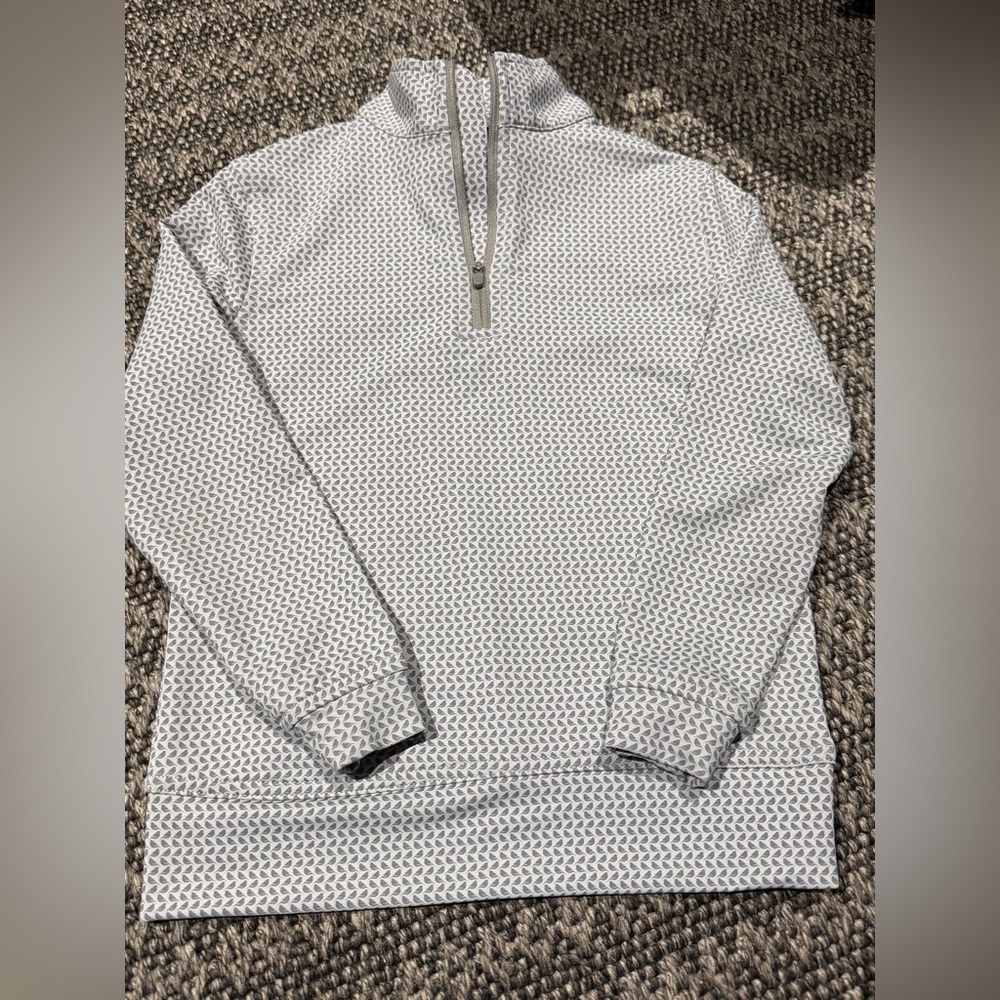 Peter Millar Light Gray Patterned Quarter-Zip Sweater